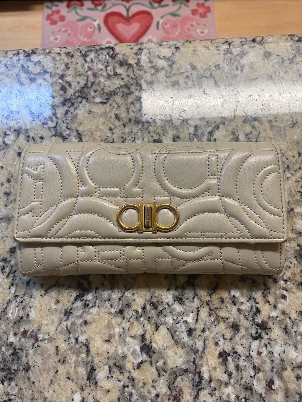 Salvatore Ferragamo long wallet beige gray